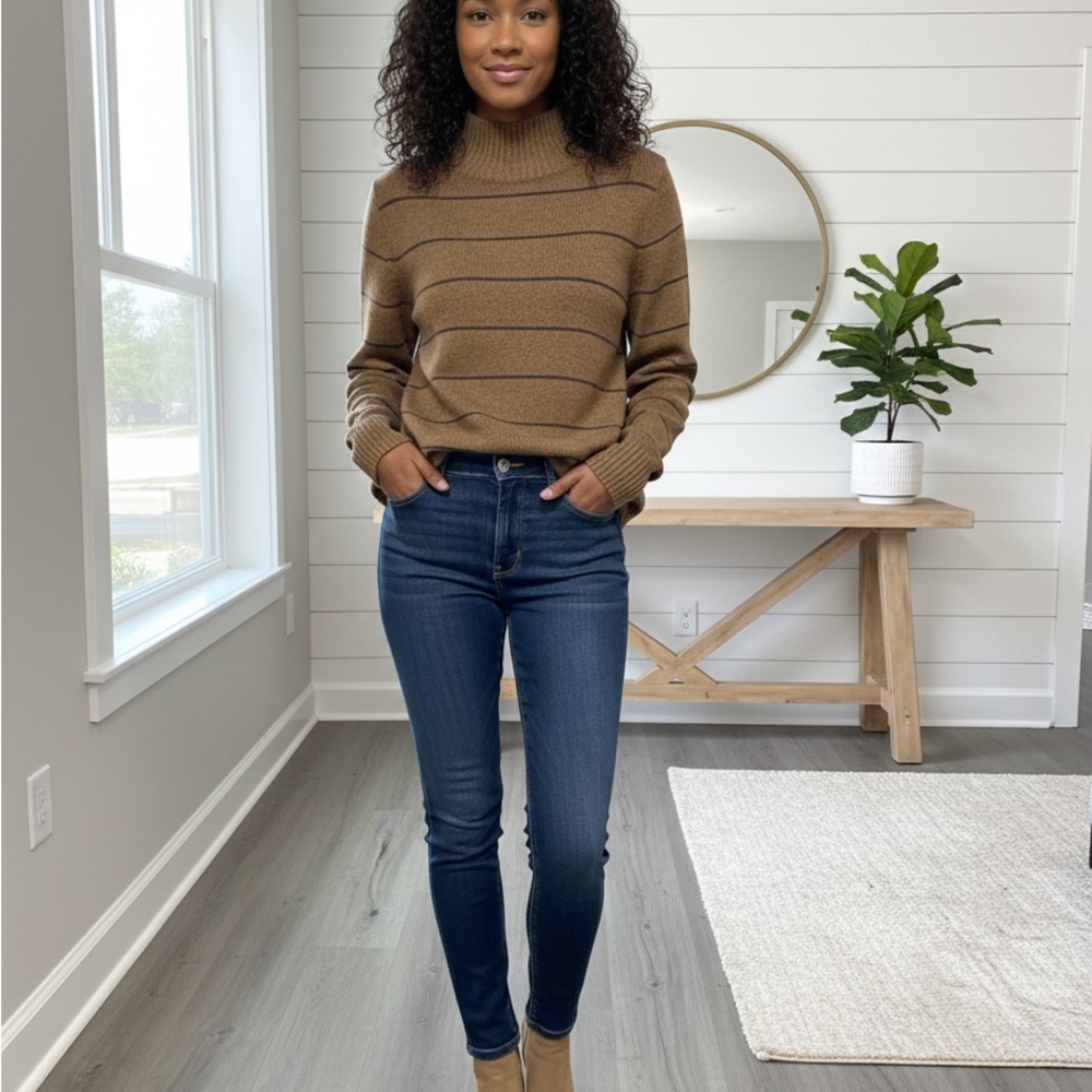 Vince Brown Striped Sweater